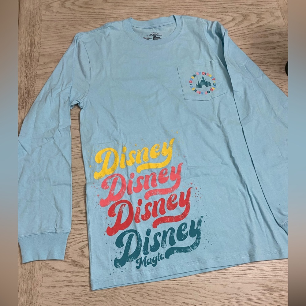 Disney Blue and Yellow Long Sleeve Tee with Vintage Typography